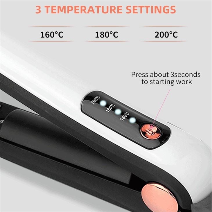 USB uzlādējams bezvadu ceļojumu matu taisnotājs